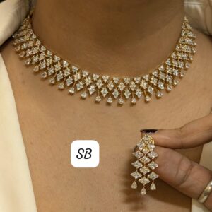 Cz Necklace in Gold & Platinum Polish