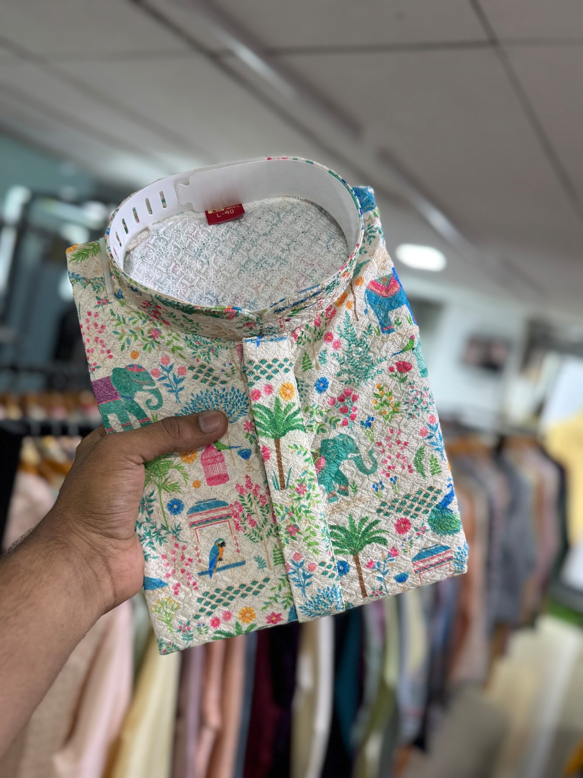 MEN’S TRADITIONAL WEAR THE PURE VISCOSE RAYON FABRIC WITH LUCKNOWI SEQUENCE WORK AND DIGITAL PRINT KURTA - Image 10