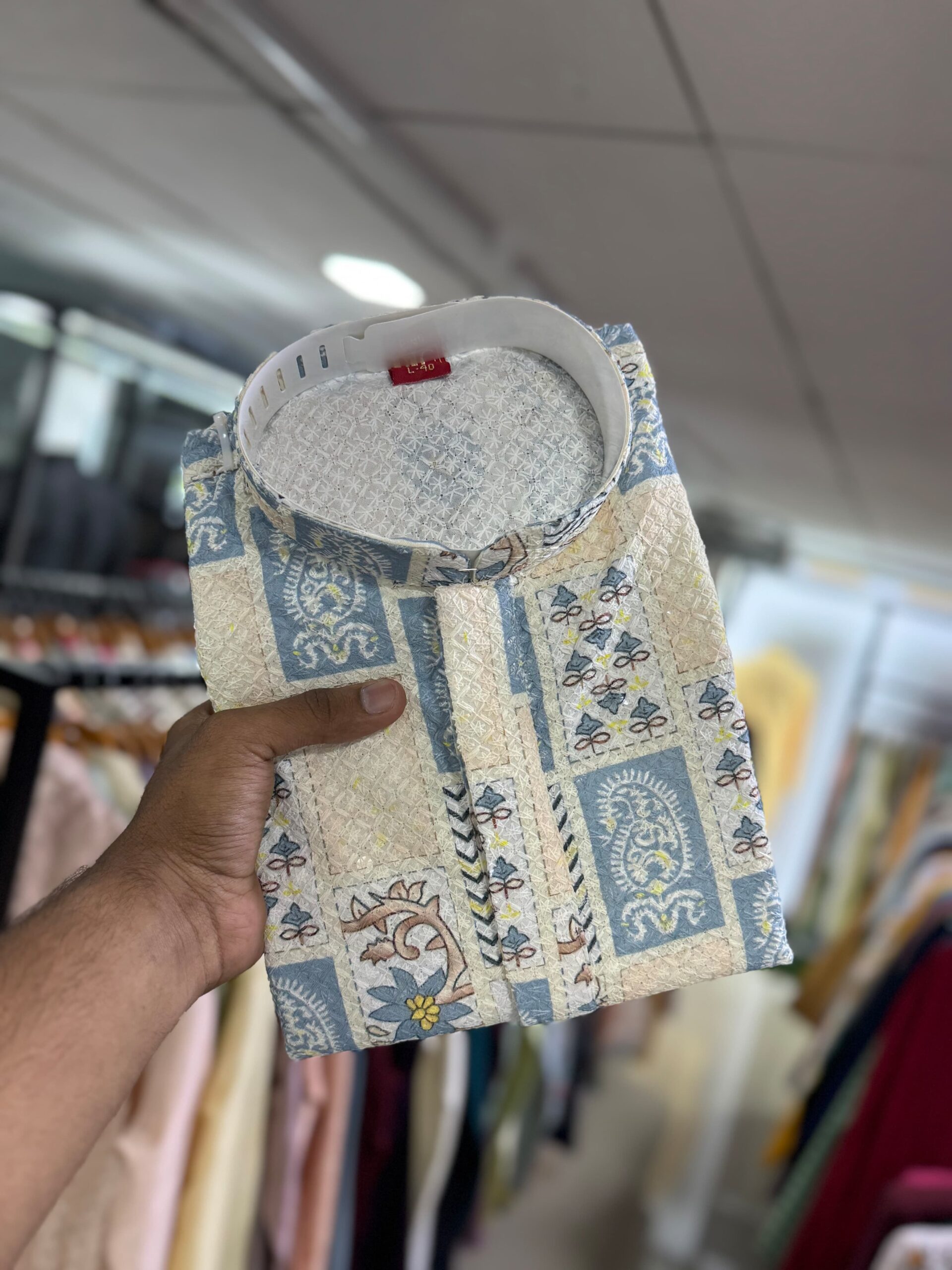 MEN’S TRADITIONAL WEAR THE PURE VISCOSE RAYON FABRIC WITH LUCKNOWI SEQUENCE WORK AND DIGITAL PRINT KURTA - Image 7