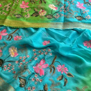 100% pure Chinon crepe banarasi weaving