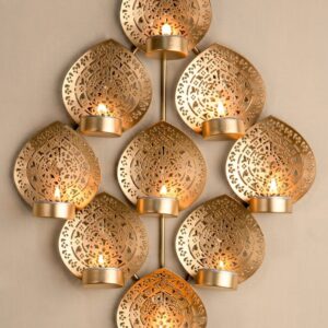 HH Golden T-Light Hanging Holder of 9- Tlights