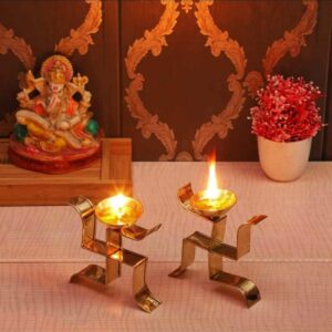 Swastik Brass Diya(Set of 2)