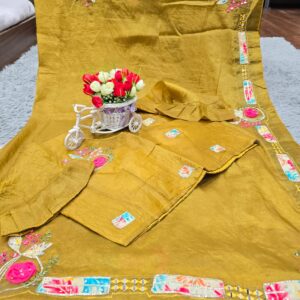 FABRIC GOLDEN CRYSTAL SAREE